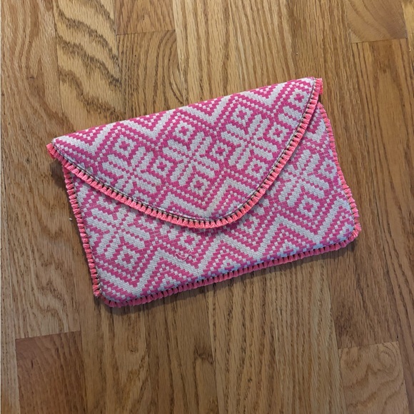Pink and White Geometric Summer Clutch - Picture 1 of 4